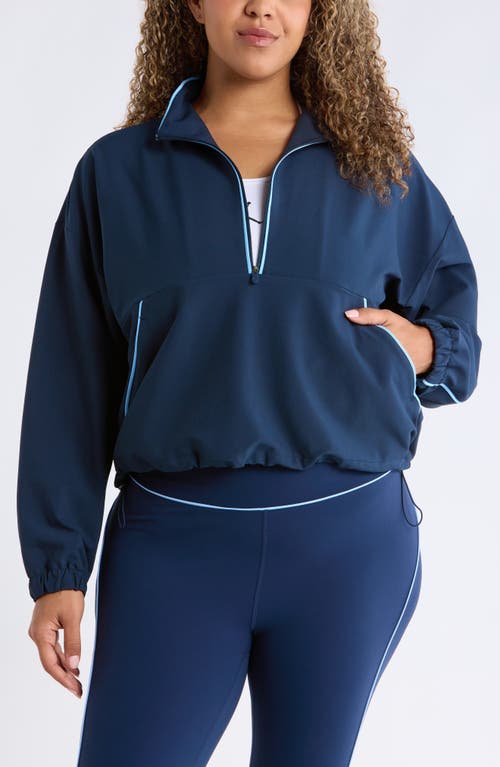 Zella Piped Half Zip Pullover in Navy Sapphire at Nordstrom, Size 2X