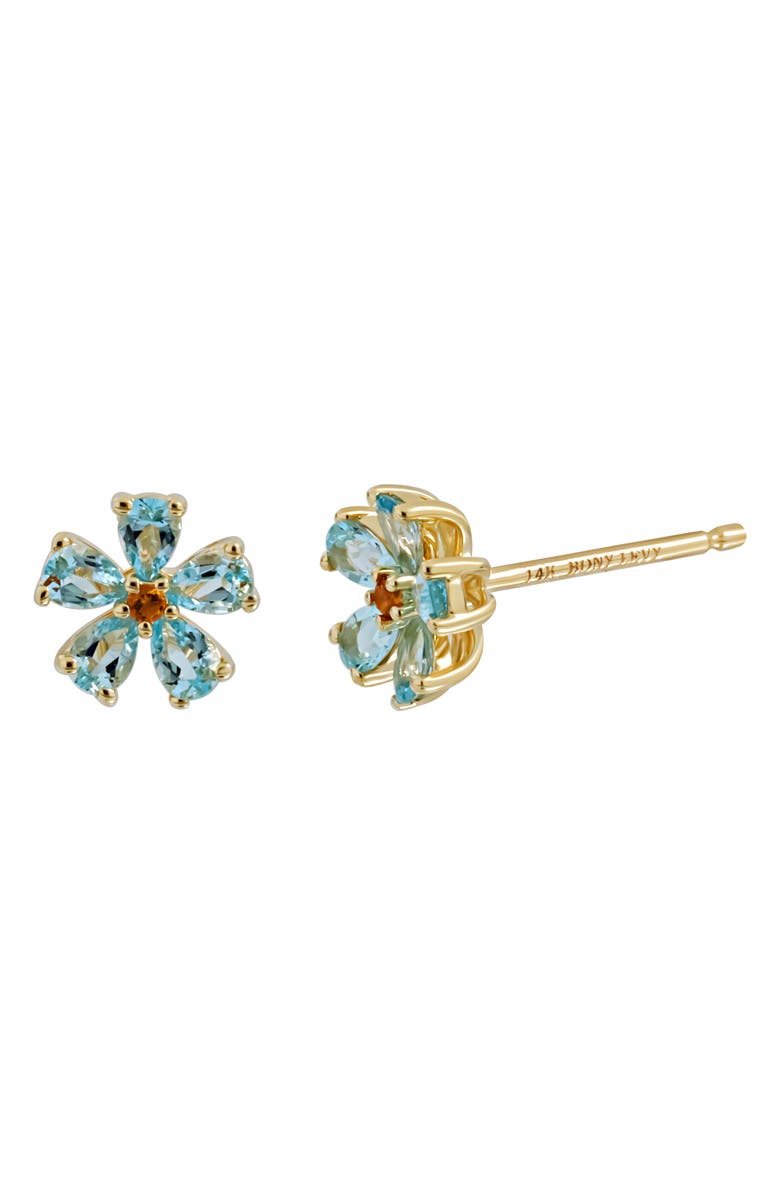 Bony Levy Blue Topaz & Citrine Flower Stud Earrings, Main, color, 