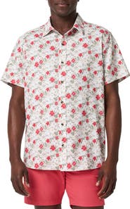 TravisMathew Techwoven Fairway Floral Short Sleeve Performance Button-Up Shirt