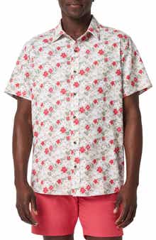 Techwoven Fairway Floral Short Sleeve Performance Button-Up Shirt