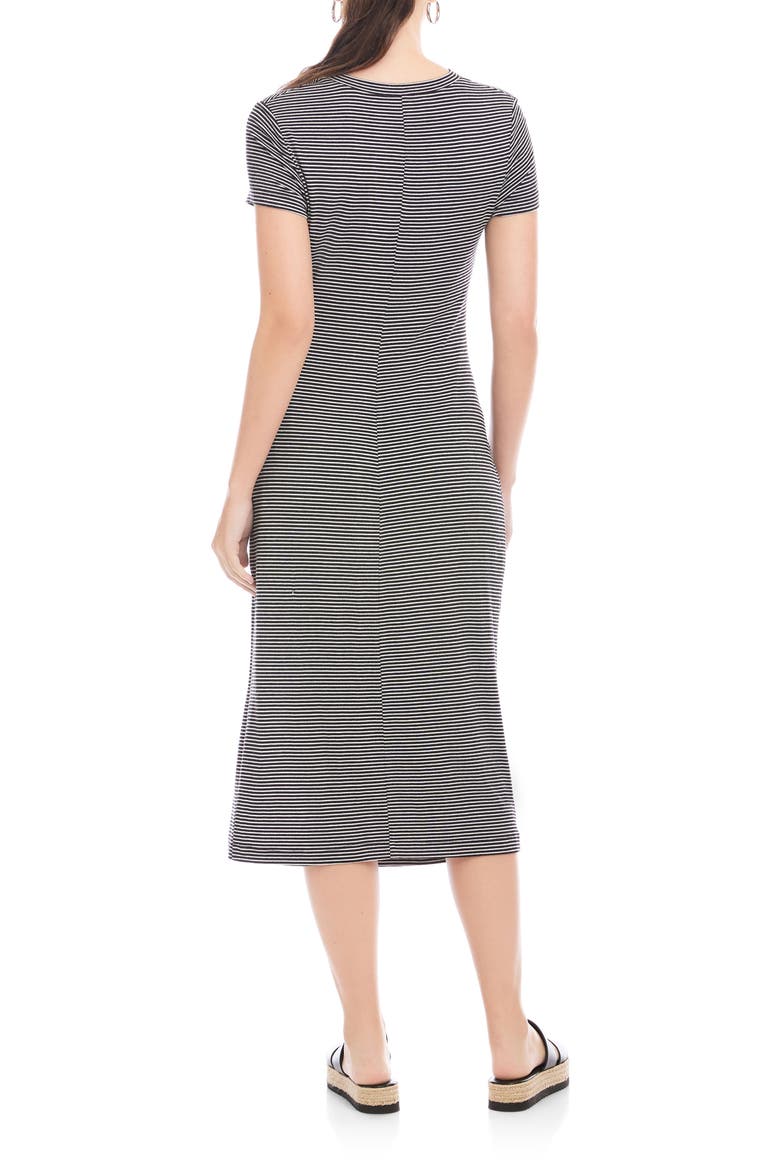 Gianna Side Knot Midi Dress, Alternate, color, BLACK W/ WHITE