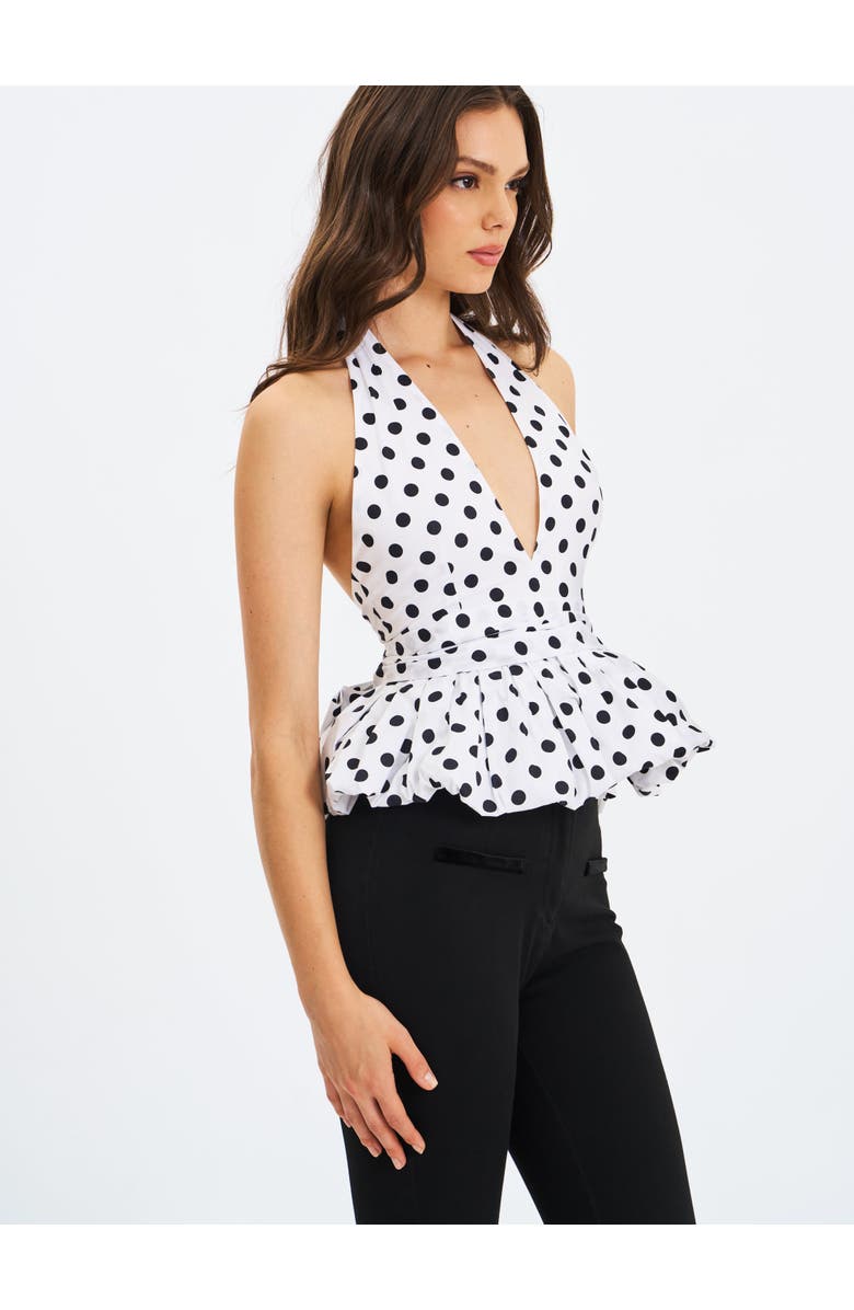 Miss Circle IleneIlene Halter Peplum Polka Dot Blouse Top, Alternate, color, White