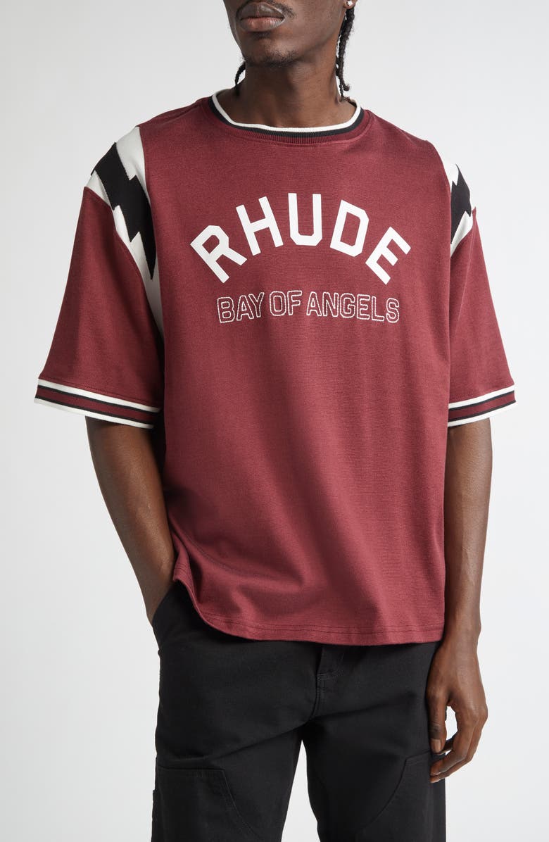 Rhude Lightning Jersey Ringer T-Shirt, Main, color,