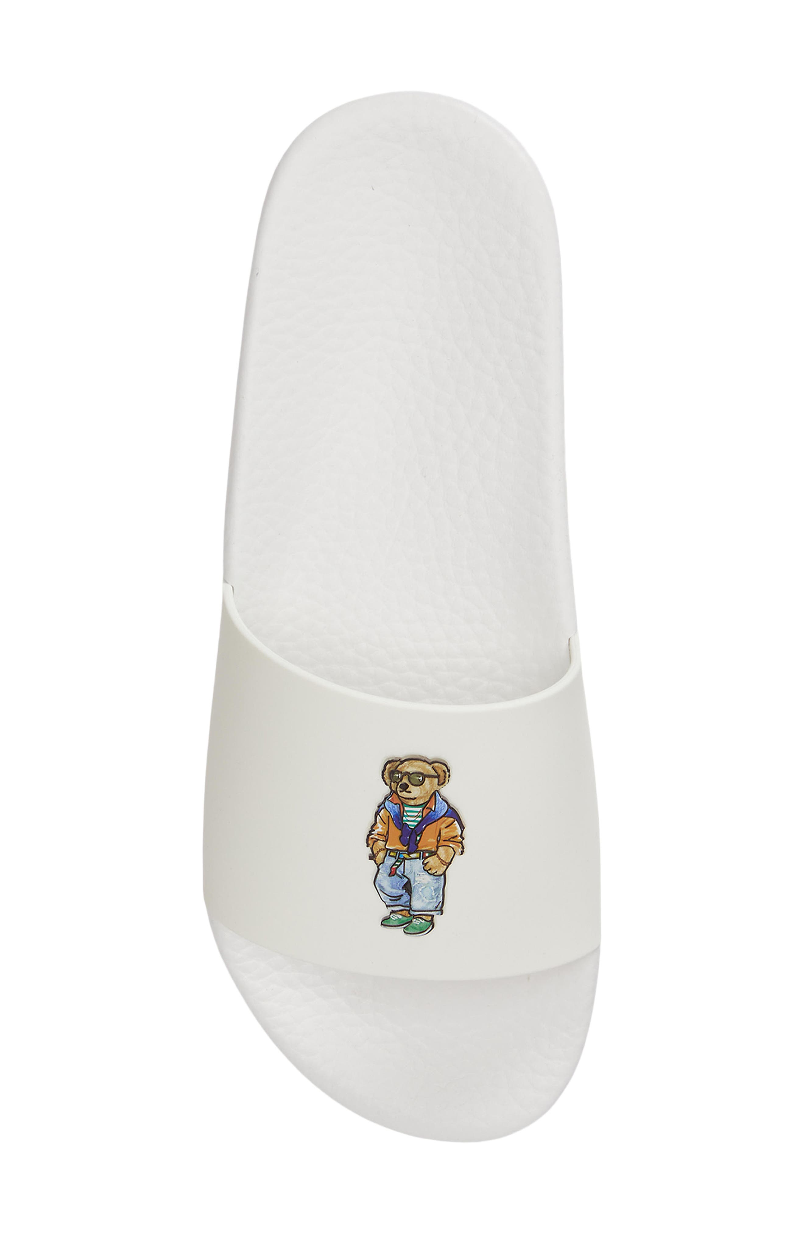 Signature Pony Slide, Alternate, color, WHITE BEACH SHOP BEAR