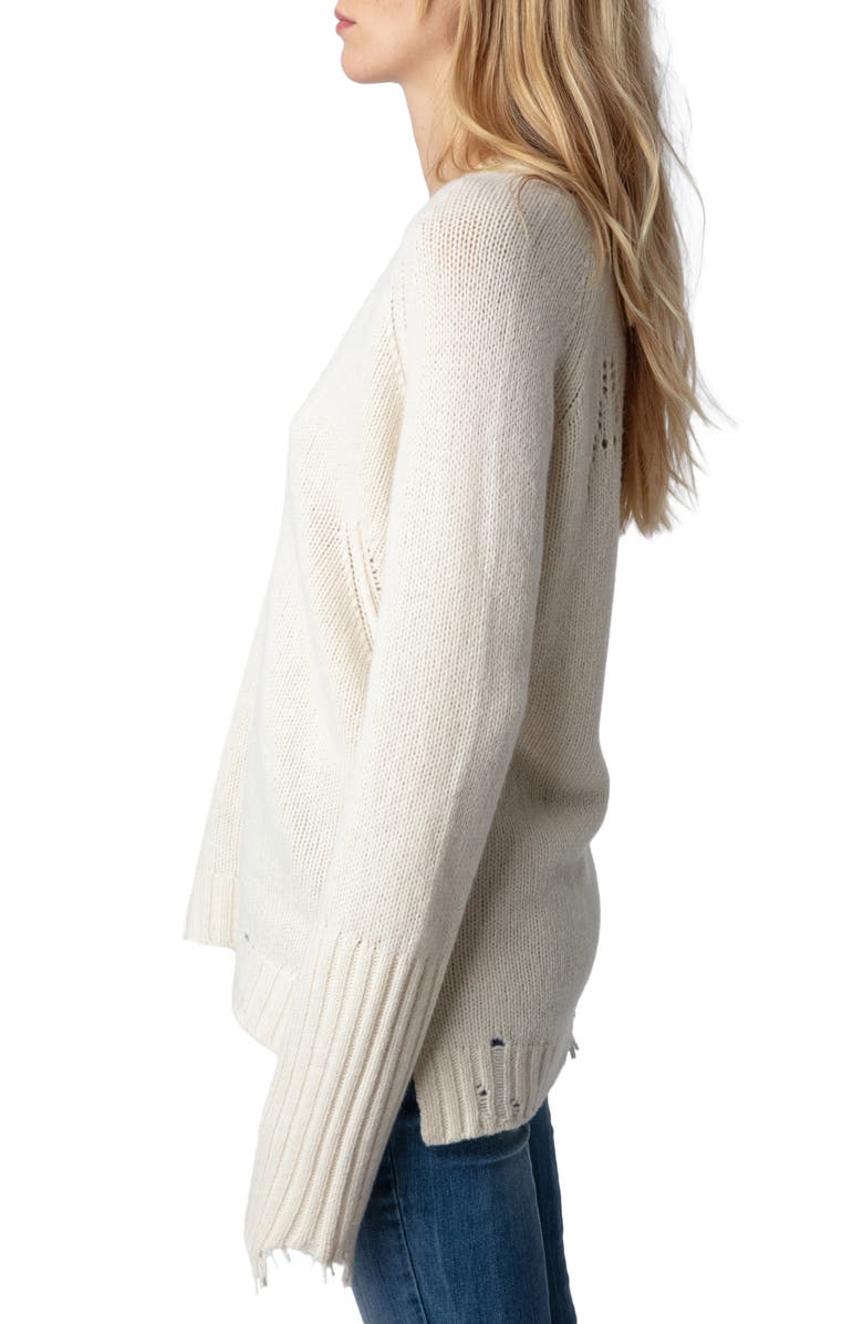 Zadig & Voltaire Valma Amour Pointelle Merino Wool Sweater, Alternate, color, Judo