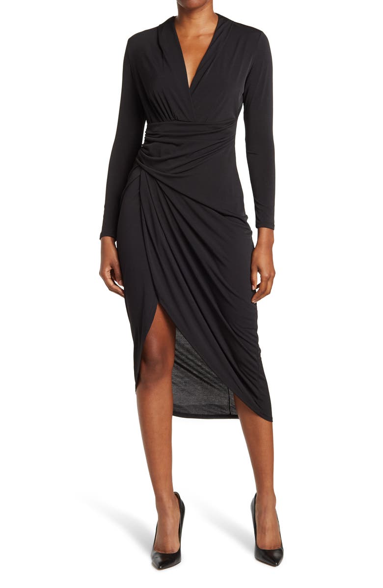 VANITY ROOM Long Sleeve Asymmetrical Dress, Main, color,