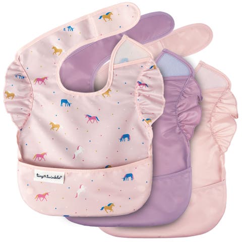 Mess-Proof and Waterproof Baby Food  BPA-Free Bib w/Adjustable Closure 3pc - Solids