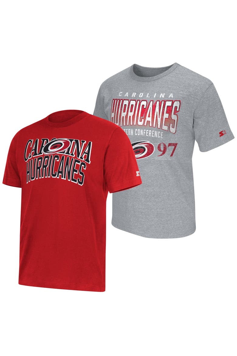Men's Starter  Red/Heather Gray Carolina Hurricanes Two-Pack T-Shirt Set, Main, color, Red