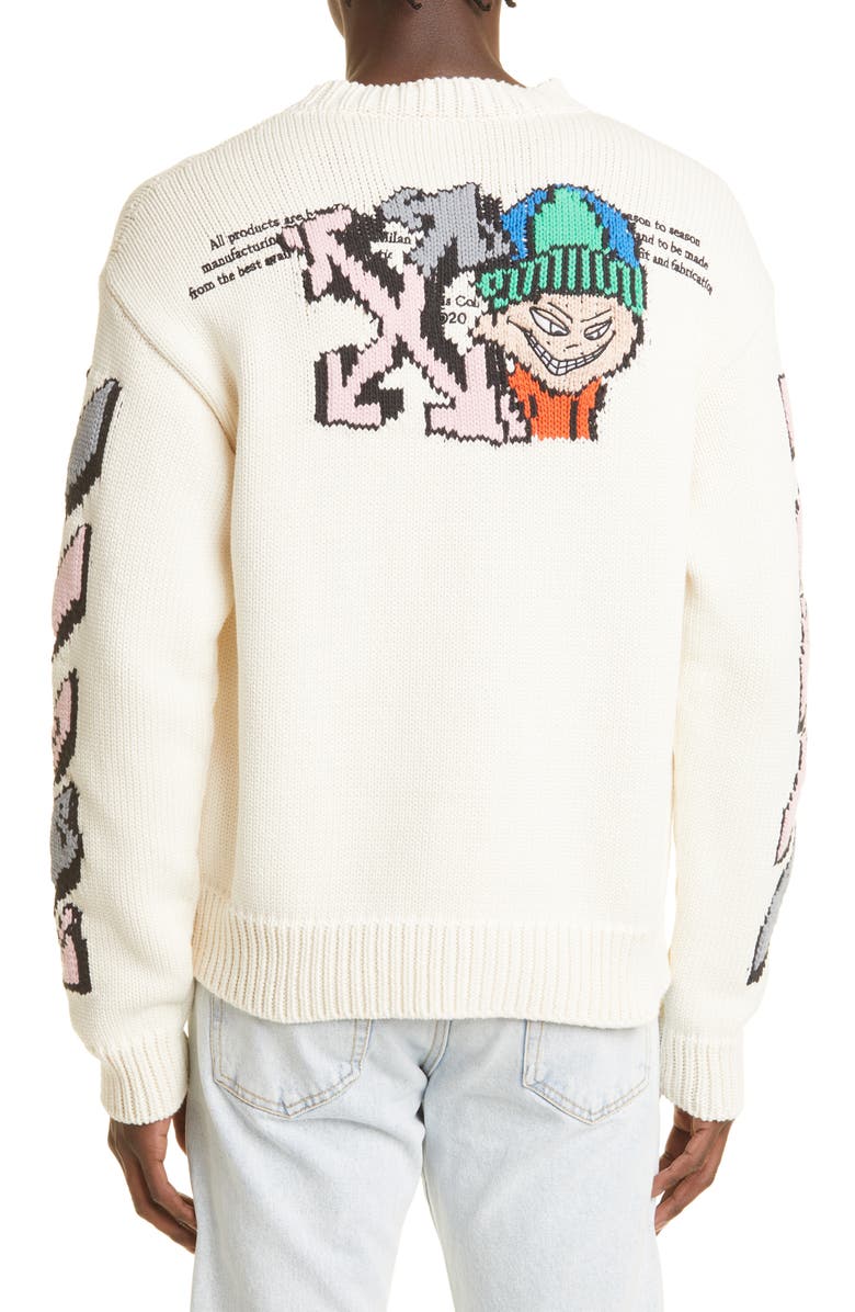 Off-White Men's Graffiti Puppets Cotton Blend Sweater, Alternate, color, 