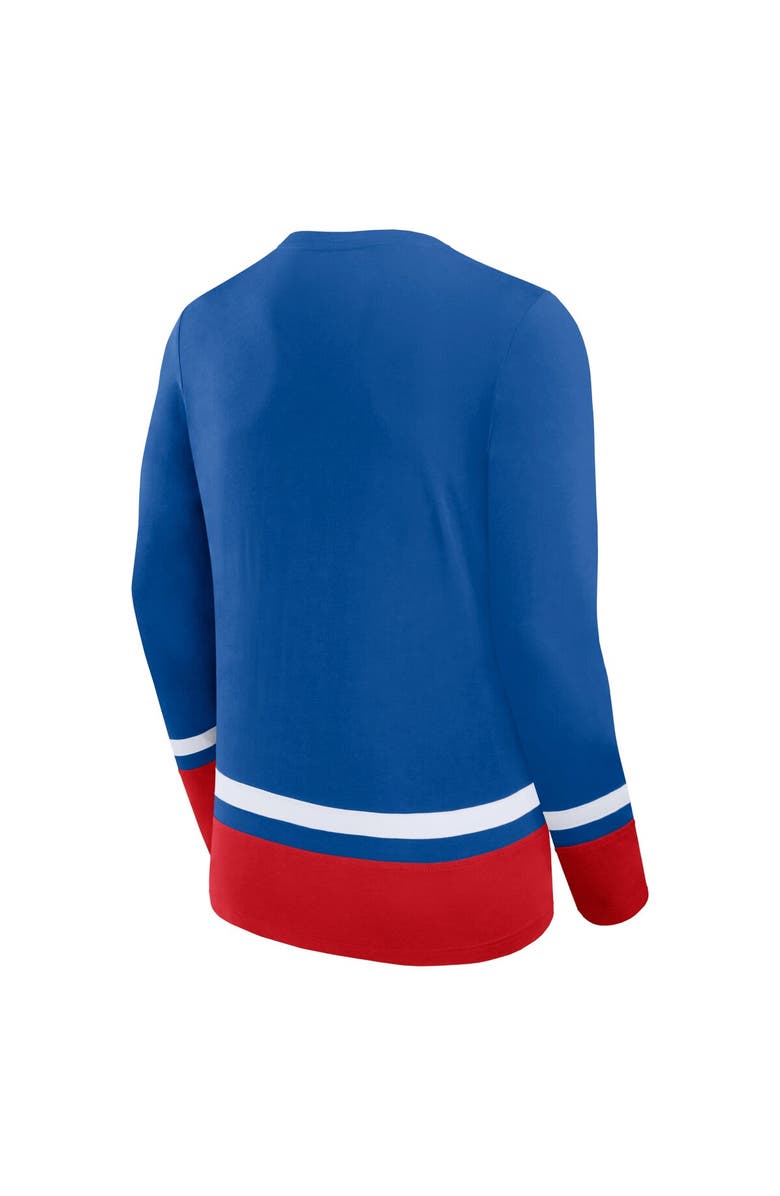 FANATICS Men's Fanatics Branded Blue New York Rangers Back Pass Lace-Up Long Sleeve T-Shirt, Alternate, color, 
