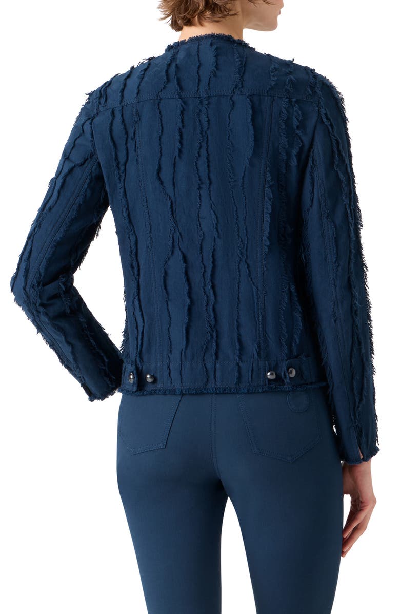 Akris punto Fringe Jacquard Jacket, Alternate, color, Dark Blue