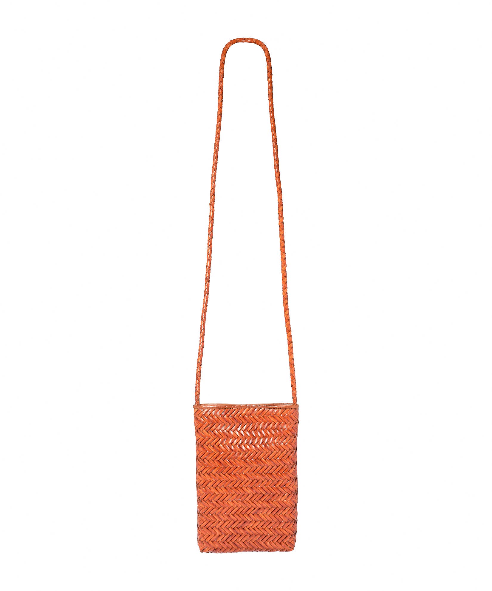 Leather Woven Phone Bag, Alternate, color, Tan