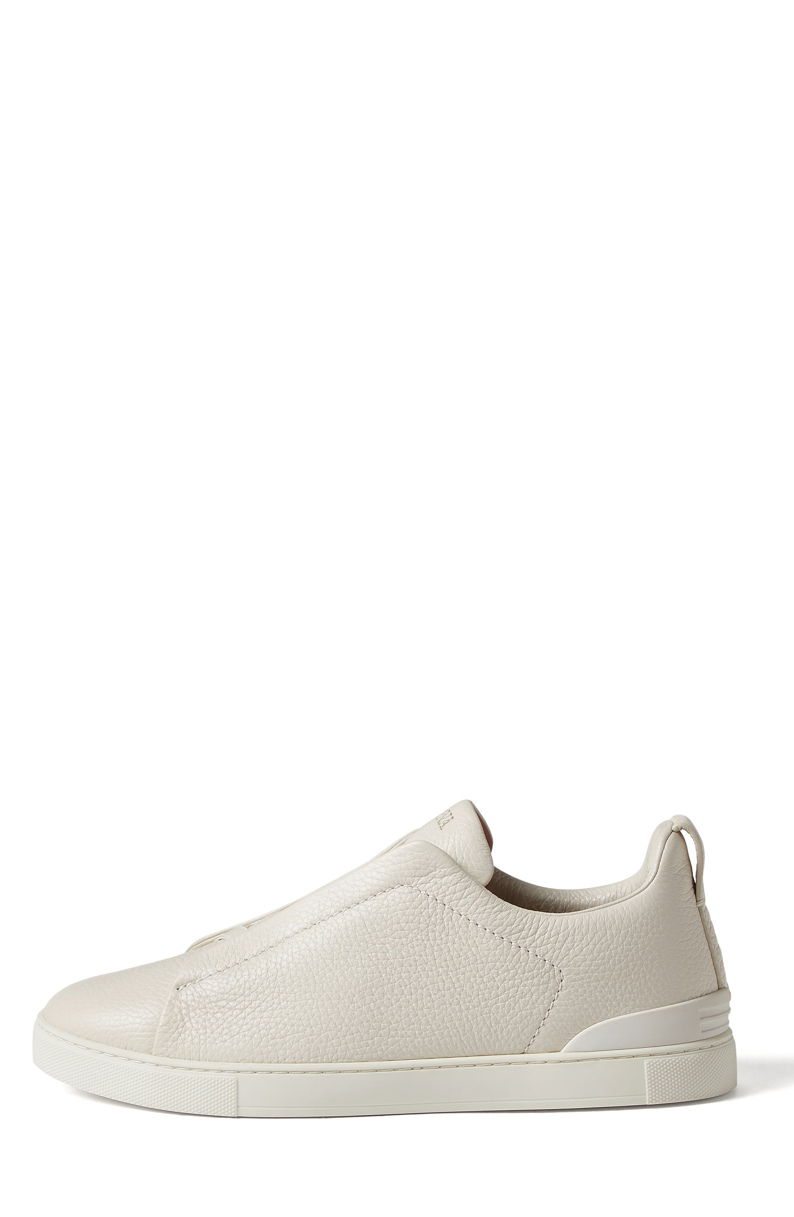 Triple Stitch Deerskin Leather Slip-On Sneaker, Alternate, color, WHITE