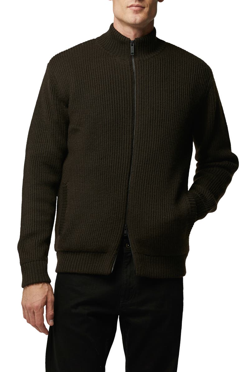 Rodd & Gunn Loke Coleridge Rib Merino Wool Zip-Up Cardigan, Main, color, 