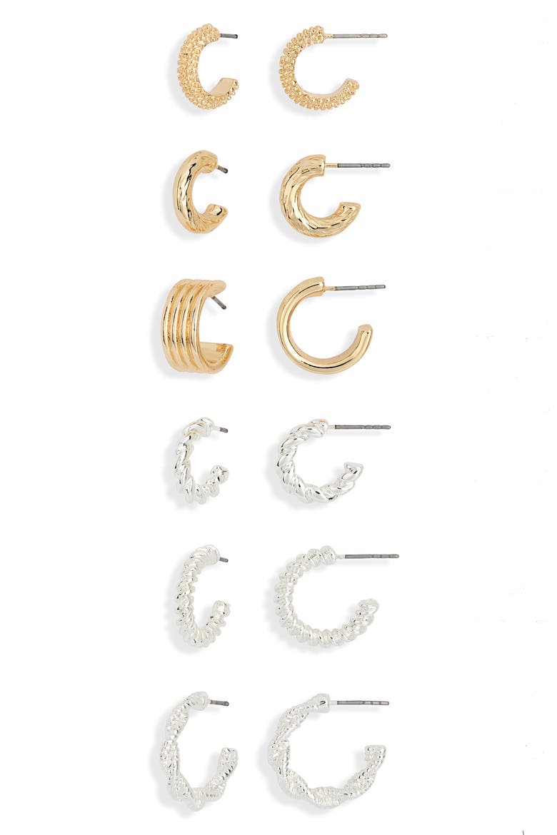 6-Pack Mixed Hoop Earrings, Main, color, GOLD- SILVER