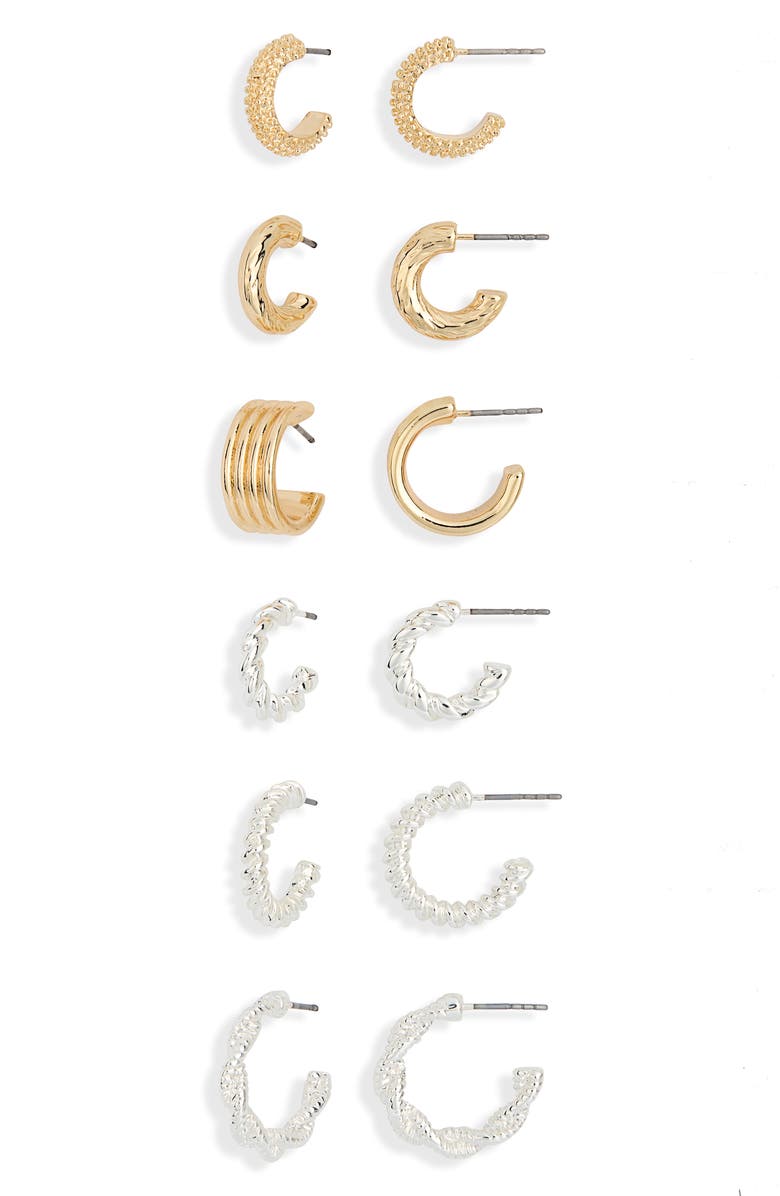 NORDSTROM RACK 6-Pack Mixed Hoop Earrings, Main, color, Gold- Silver