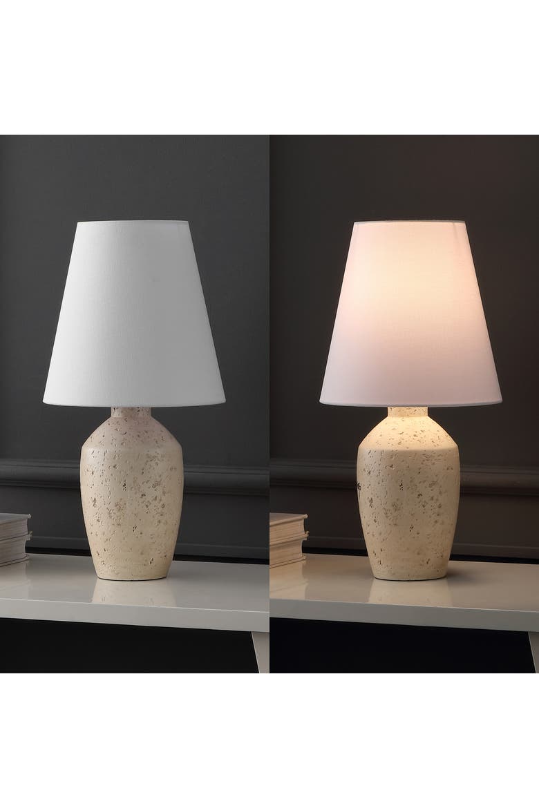 Xander 19.5" Minimalist Scandinavian Concrete Effect Resin/Iron Ginger Jar LED Table Lamp, Alternate, color, Matte Cream