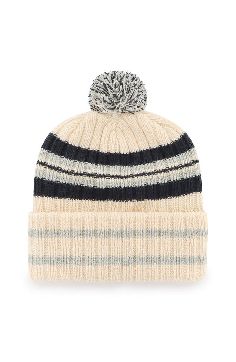 '47 Men's '47 Cream Dallas Cowboys Hone Patch Cuffed Knit Hat with Pom, Alternate, color, 