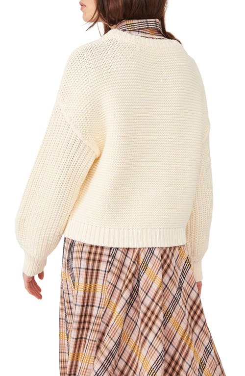 Free People Dream Cable Crewneck Sweater In White