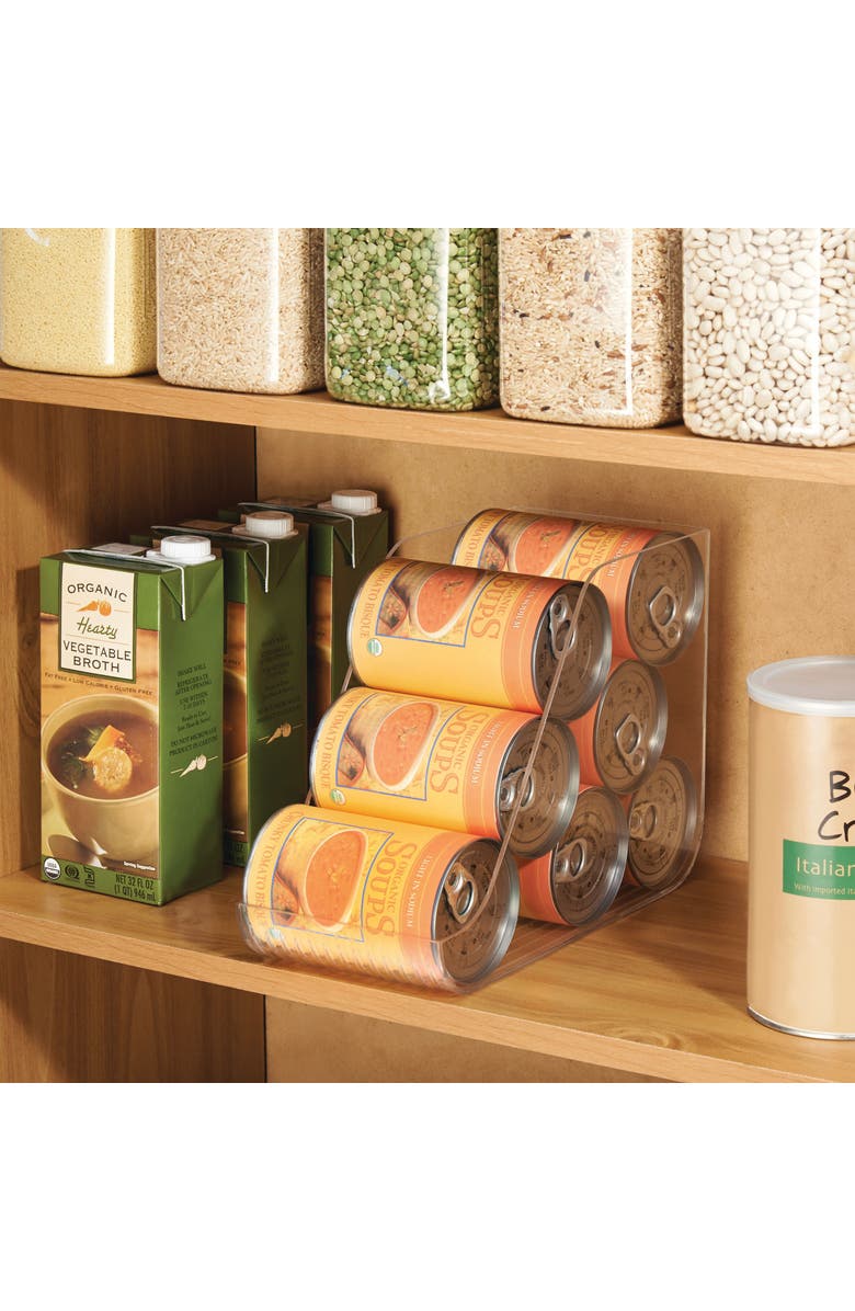 mDesign Plastic Kitchen Storage Organizer Bins for Pantry, Fridge, or Freezer Organization - Cabinet Organizer Holder for Canned Food, Soup Can, Soda or Water Bottle, Ligne Collection, 4 Pack, Clear, Alternate, color, 