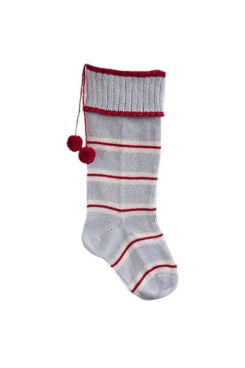 Thin Striped Rib-Cuff Stocking - Grey