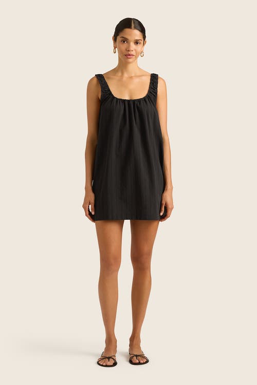 Hope And May Nia Cotton Linen Mini Dress In Ink