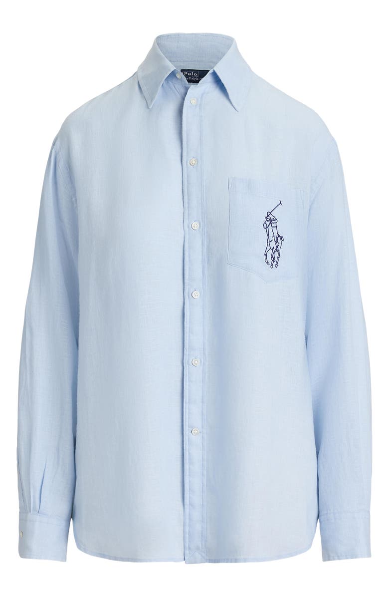 Polo Ralph Lauren Big Pony Oversize Linen Shirt, Alternate, color, Cold Springs