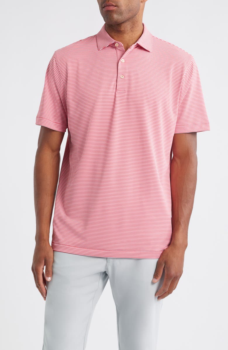 Peter Millar Grace Stripe Performance Piqué Polo, Main, color, Tango Pink