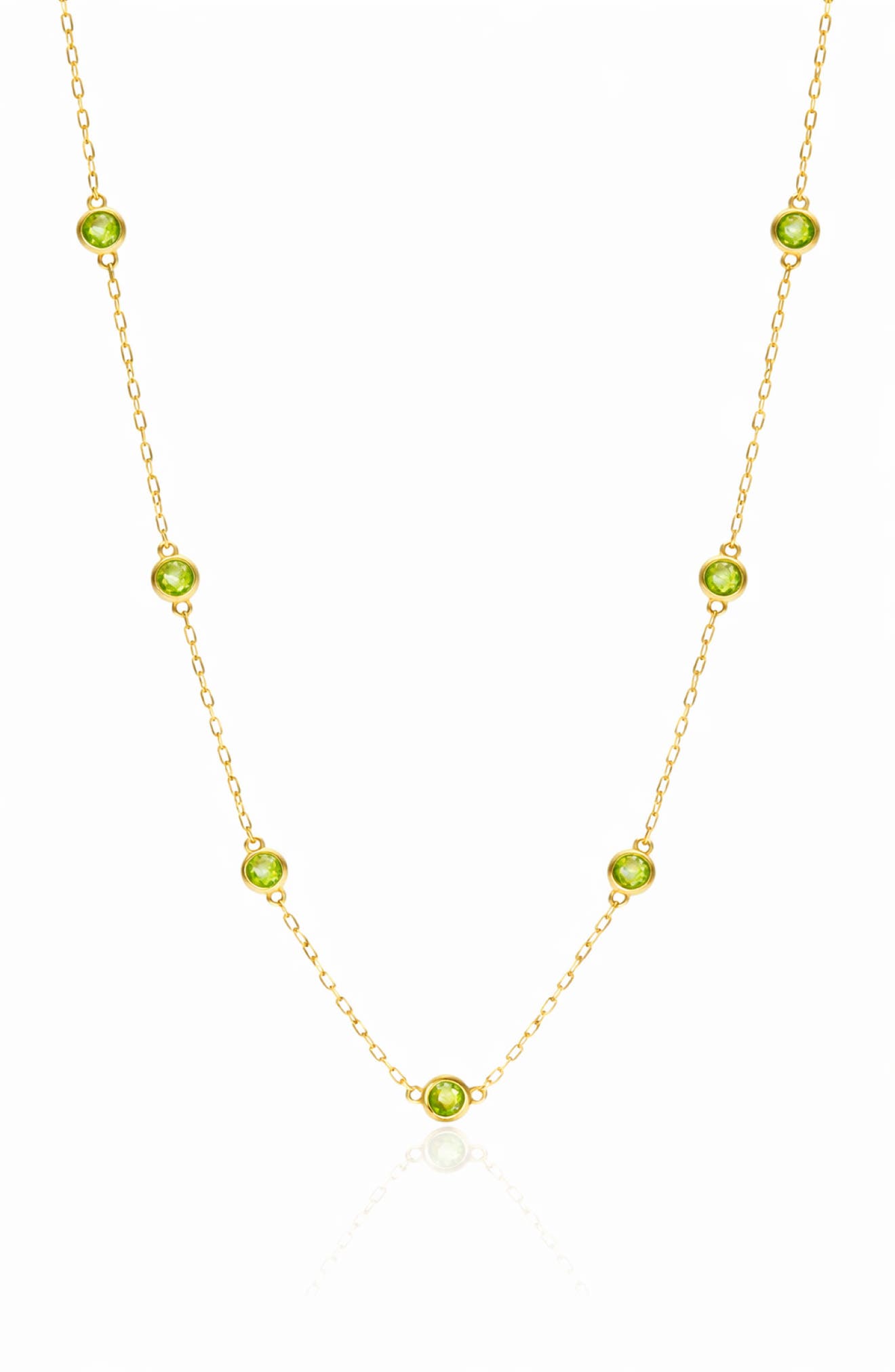 House of Frosted 14K Yellow Gold Peridot Station Chain Necklace