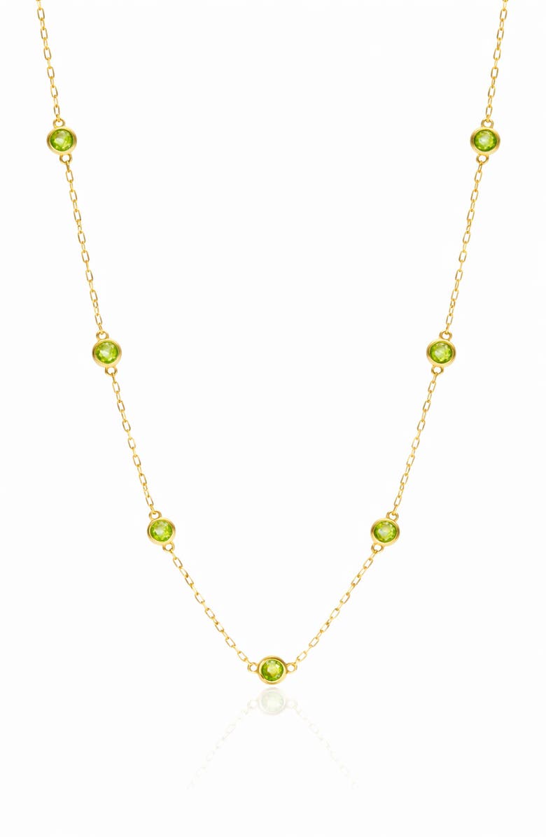 House of Frosted 14K Yellow Gold Peridot Station Chain Necklace, Main, color, Yellow Gold