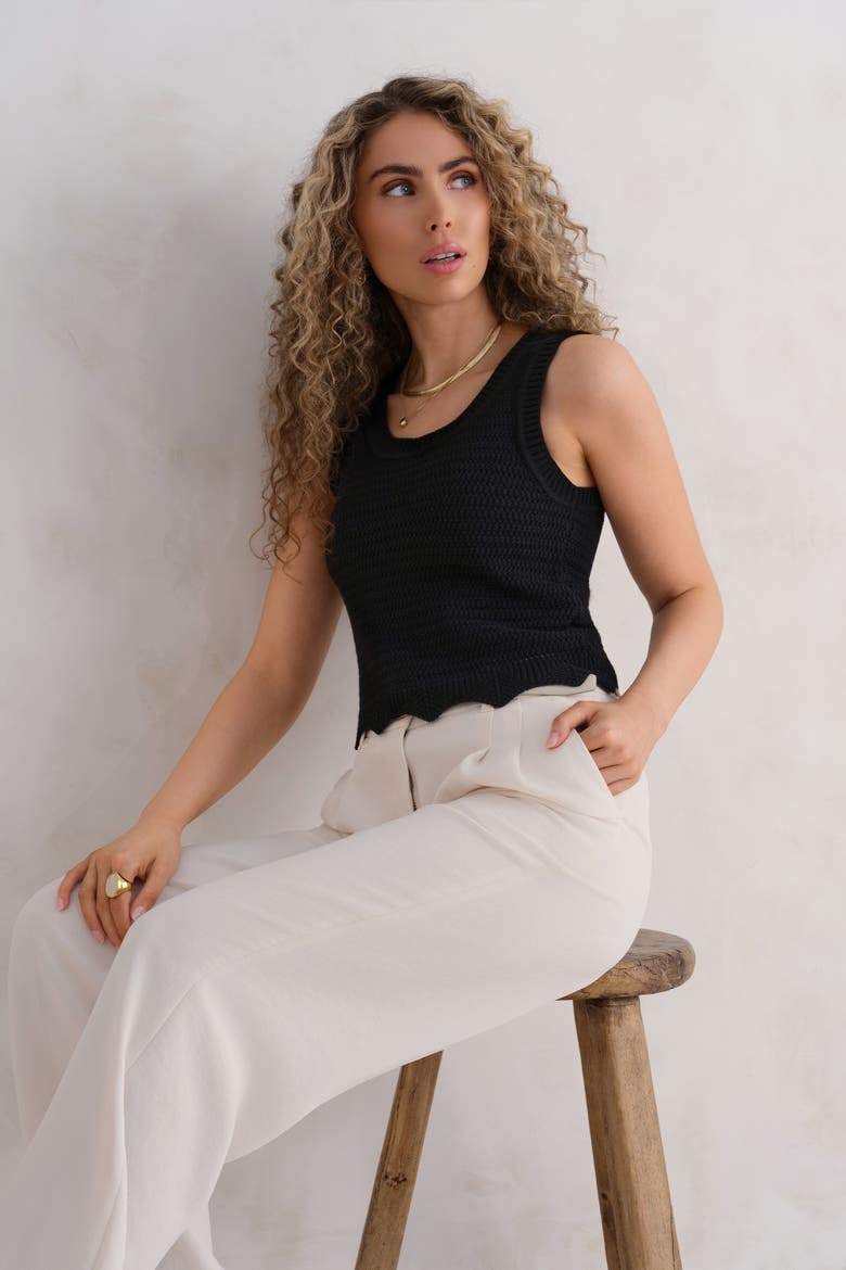 The Open Knit Tank, Alternate, color, Ink