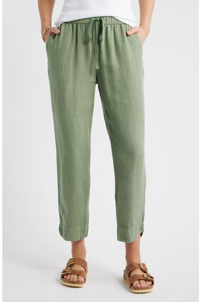 Tapered Linen Pants, Main, color, GREEN HEDGE