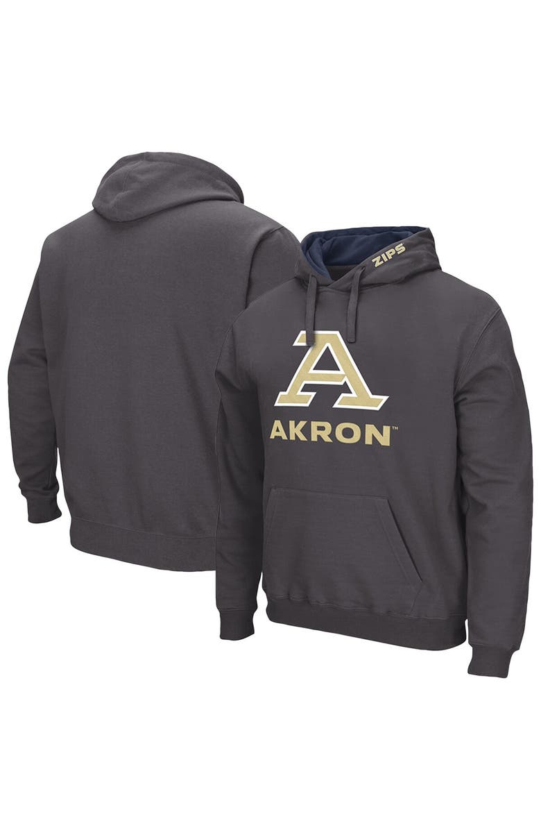 COLOSSEUM Men's Colosseum Charcoal Akron Zips Arch & Logo 3.0 Pullover Hoodie, Main, color, Charcoal