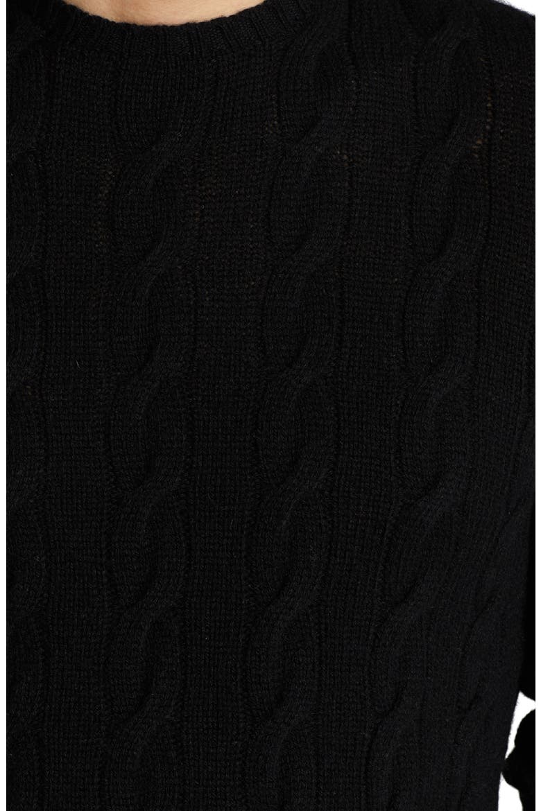 Cable Knit Cashmere Sweater, Alternate, color, CLASSIC BLACK
