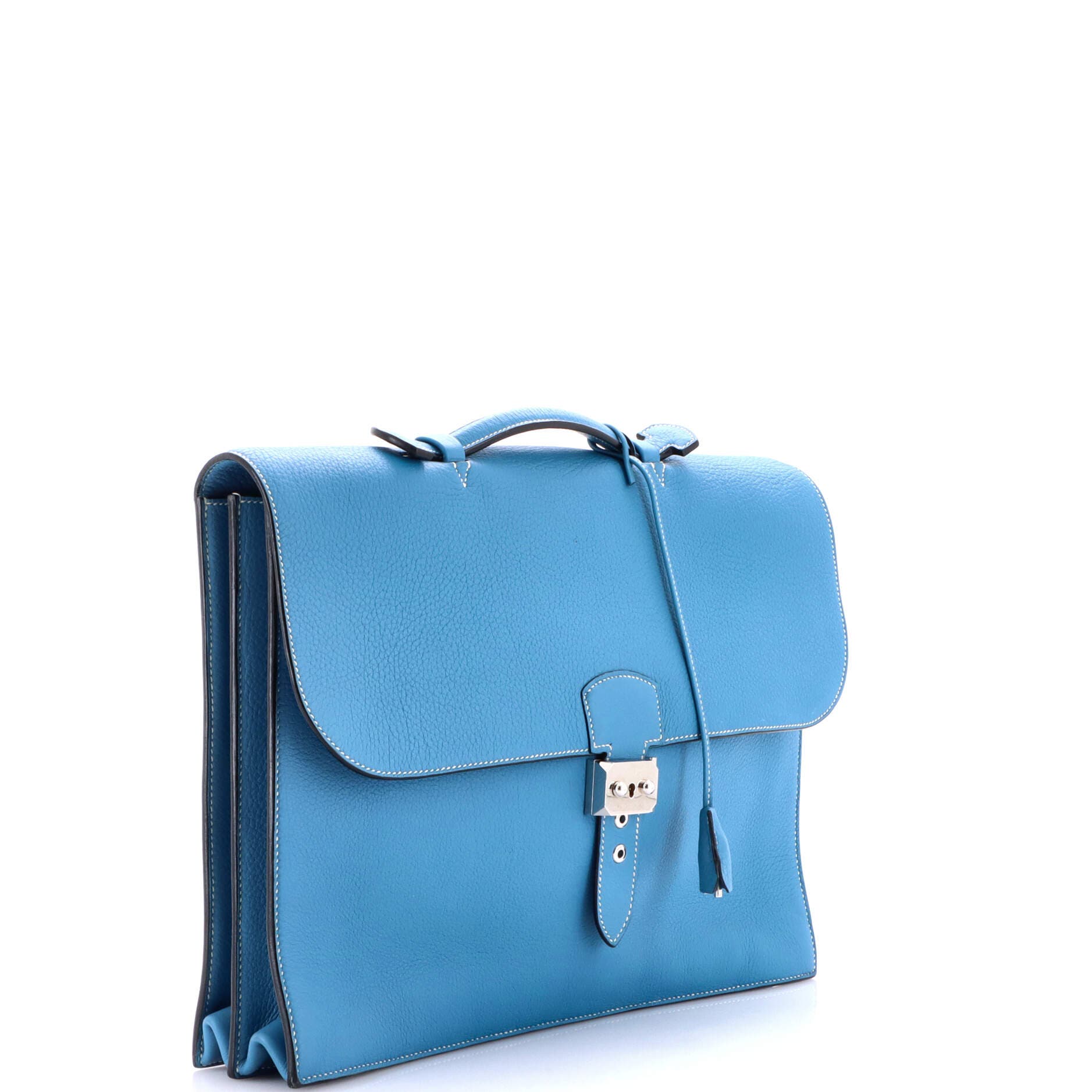 Pre-Owned Hermes Sac a Depeches Bag Togo 38, Alternate, color, Bleu Jean