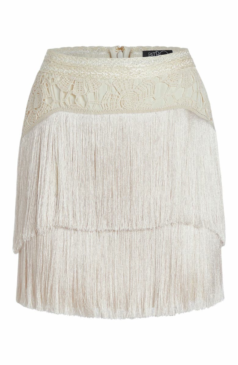 PatBO Crochet Fringe Mini Skirt, Main, color, 