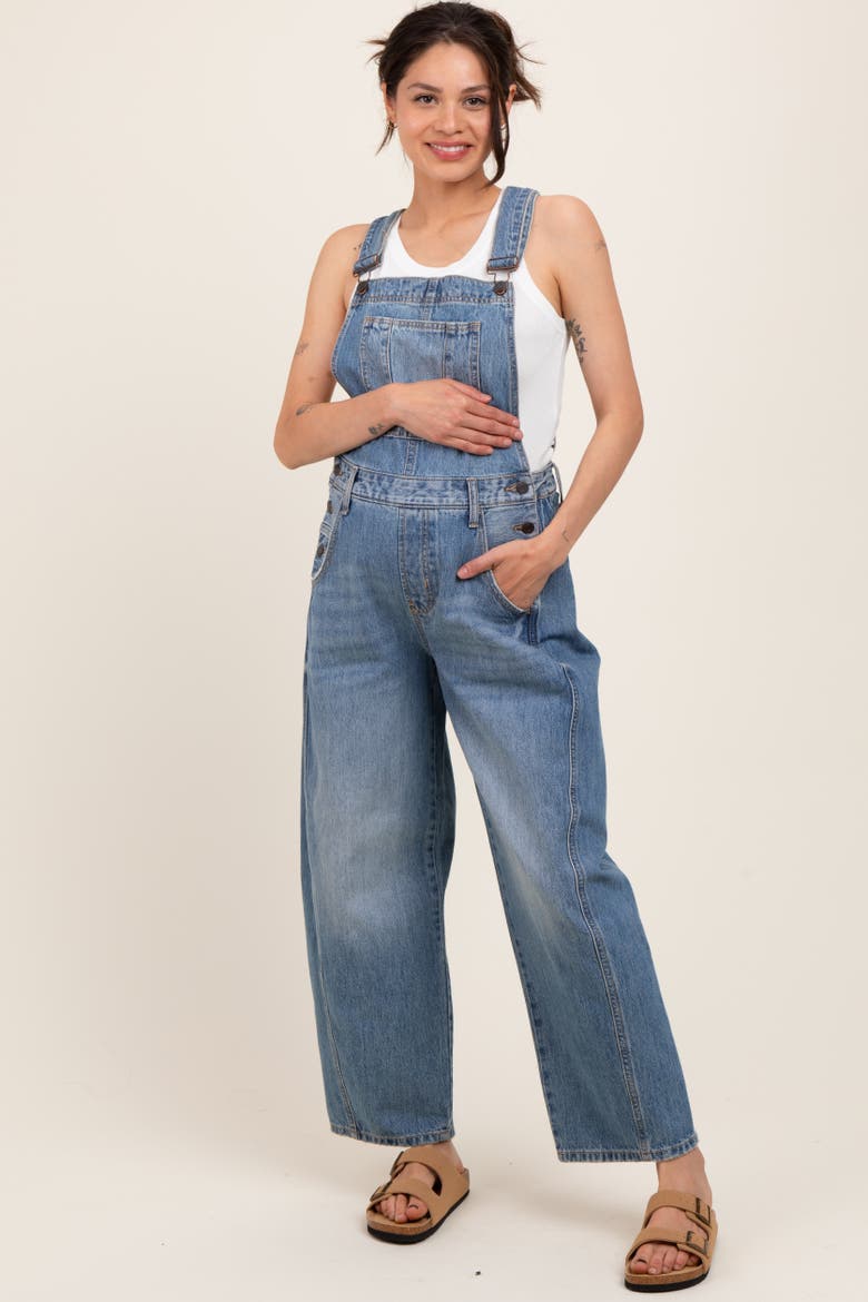 Barrel Leg Overalls, Alternate, color, Blue