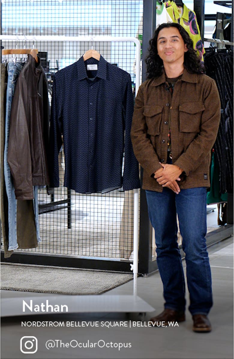 Trim Fit Stretch Performance Print Button-Up Shirt, sales video thumbnail