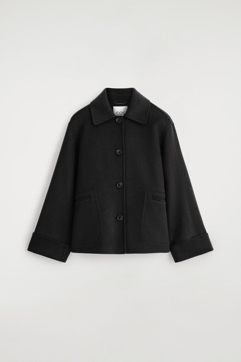 Double-Faced Wool Short Jacket, Alternate, color, BLACK