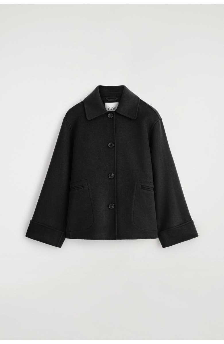 COS Double-Faced Wool Short Jacket, Alternate, color, Black