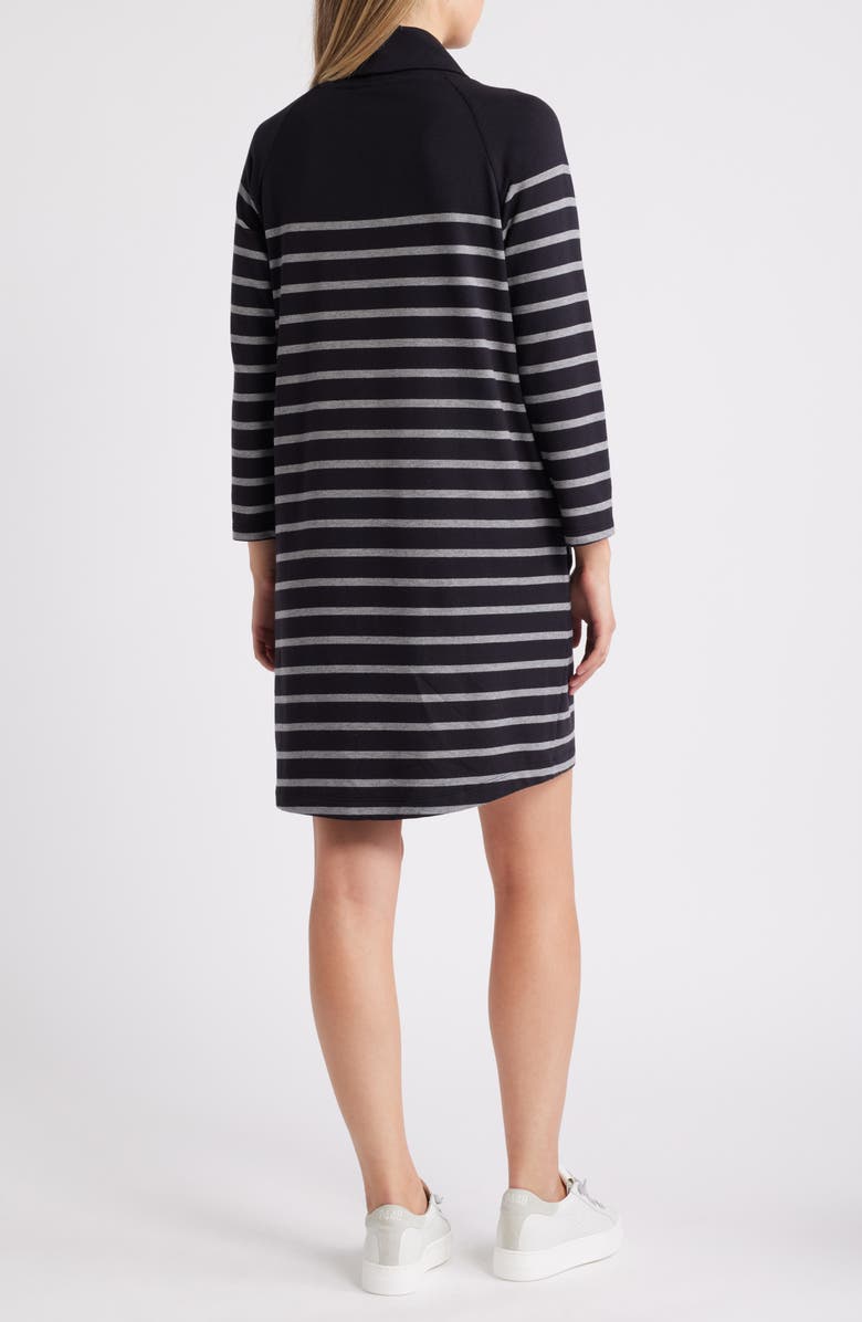 Hatley Stripe Cowl Neck Long Sleeve Cotton Blend French Terry Minidress, Alternate, color,