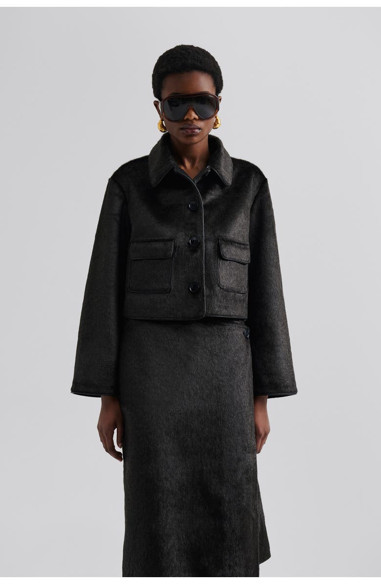 Malina Seressa Faux Pony Hair Boxy Jacket, Main, color, Chocolate