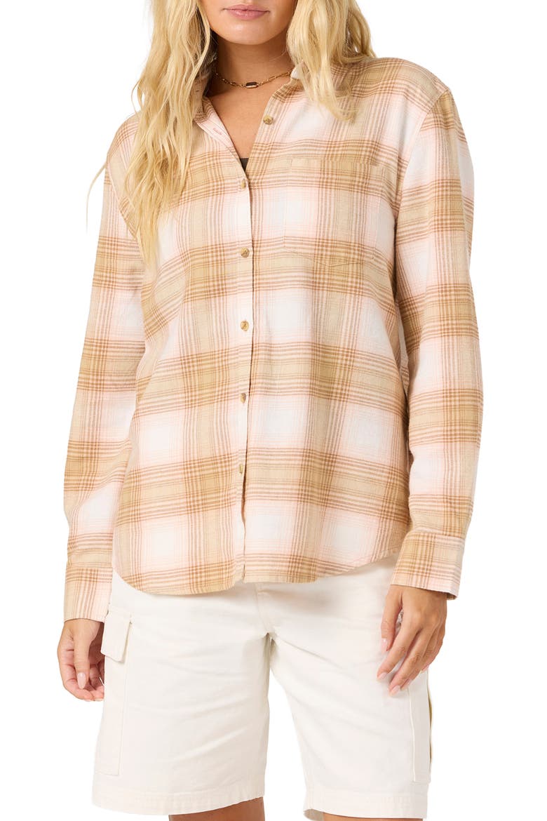 Logan Plaid Flannel Shirt, Main, color, PEACH LIGHT