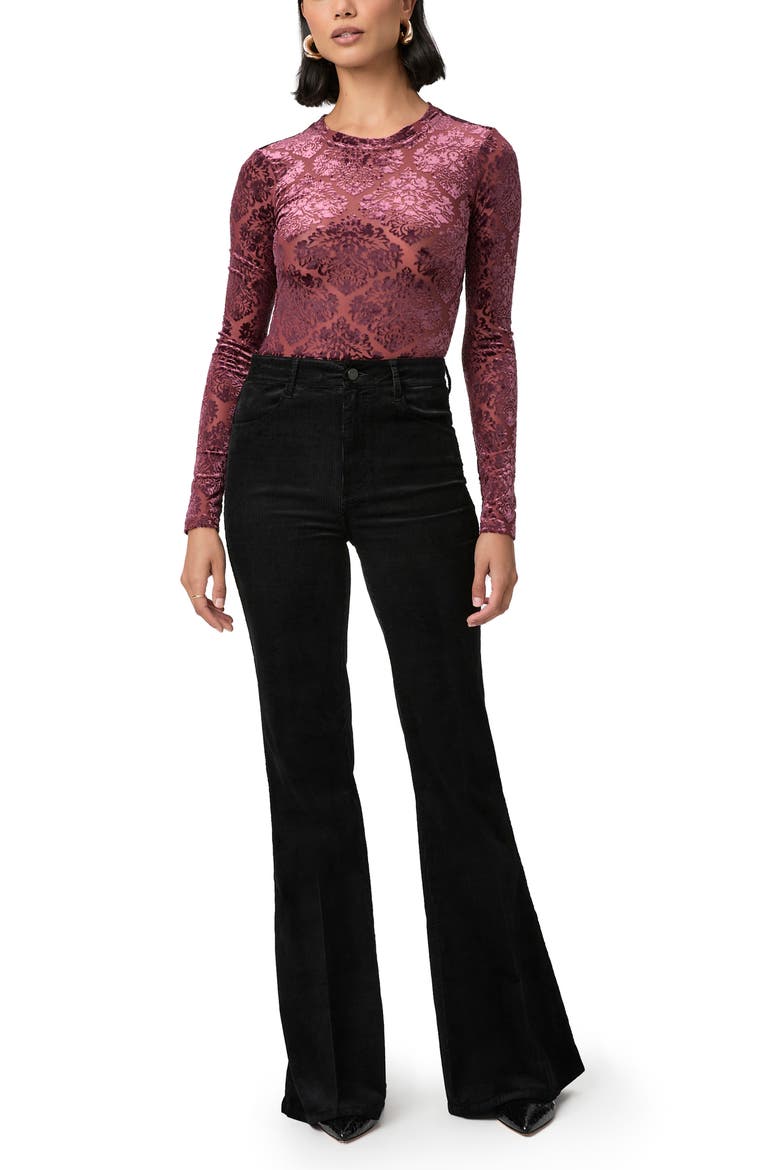 Charlie High Waist Flare Corduroy Pants, Alternate, color, BLACK