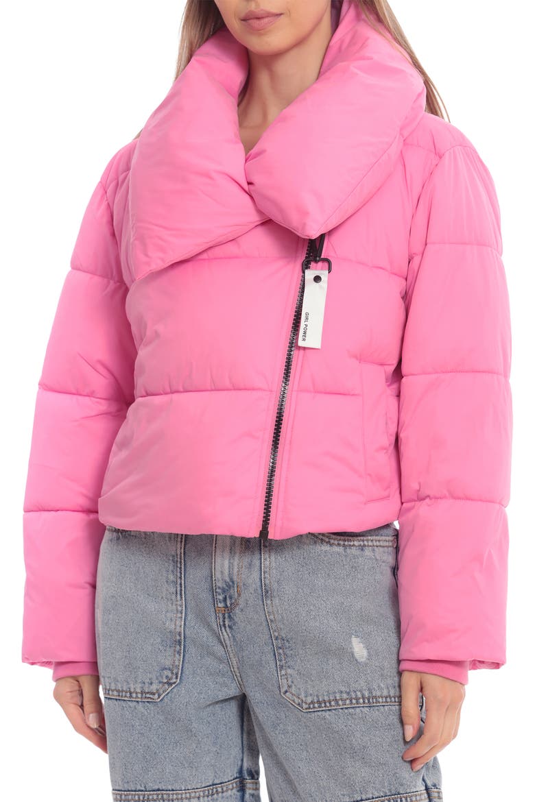 Crop Puffer Coat, Alternate, color, WINTER PINK