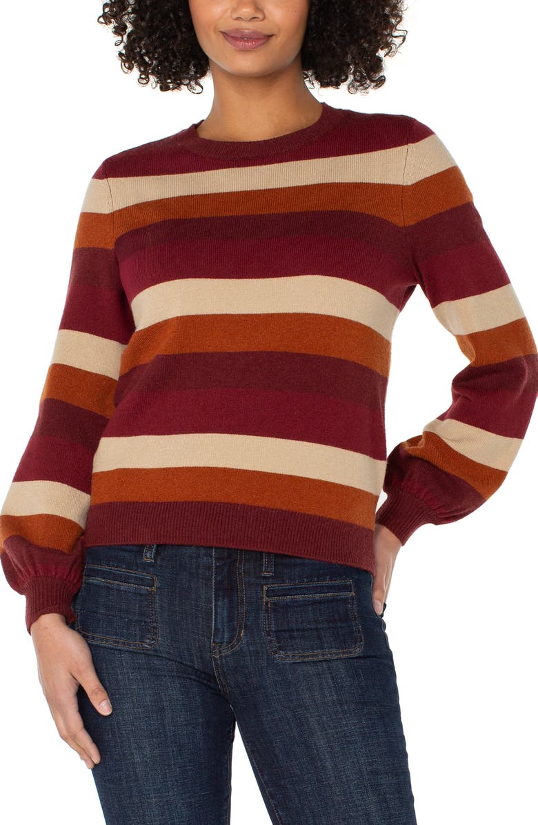 Liverpool Los Angeles Stripe Crewneck Sweater, Main, color,