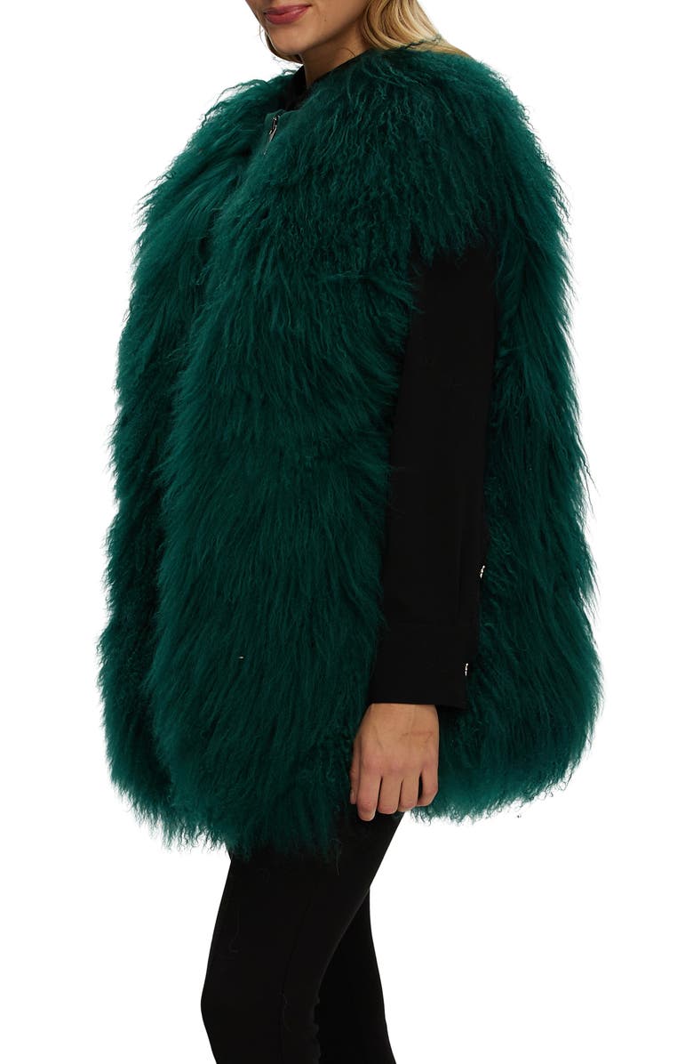 GORSKI Genuine Shearling Zip Long Vest, Alternate, color, Forest Green