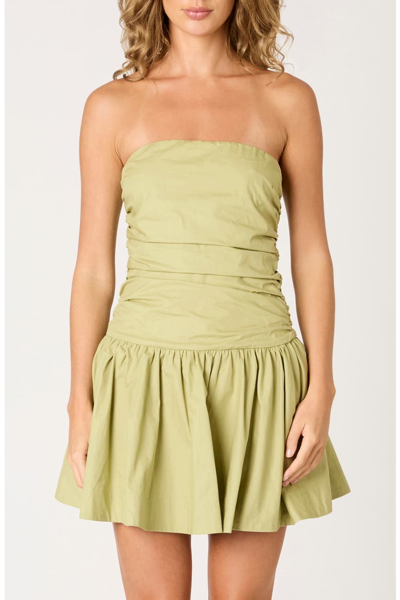 Currant Strapless Cotton Minidress, Alternate, color, FERN