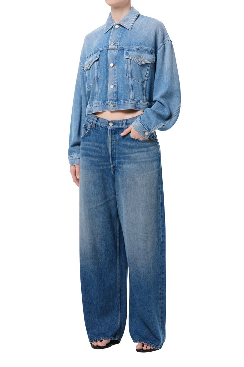 Palmer Denim Trucker Jacket, Alternate, color, SCRIPT MED TINTED INDIGO