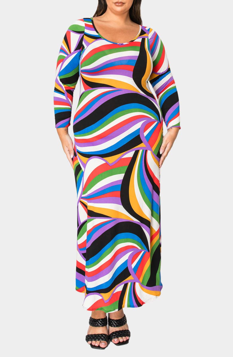 L I V D Ezra Print Long Sleeve Maxi Dress, Main, color, Vibrant